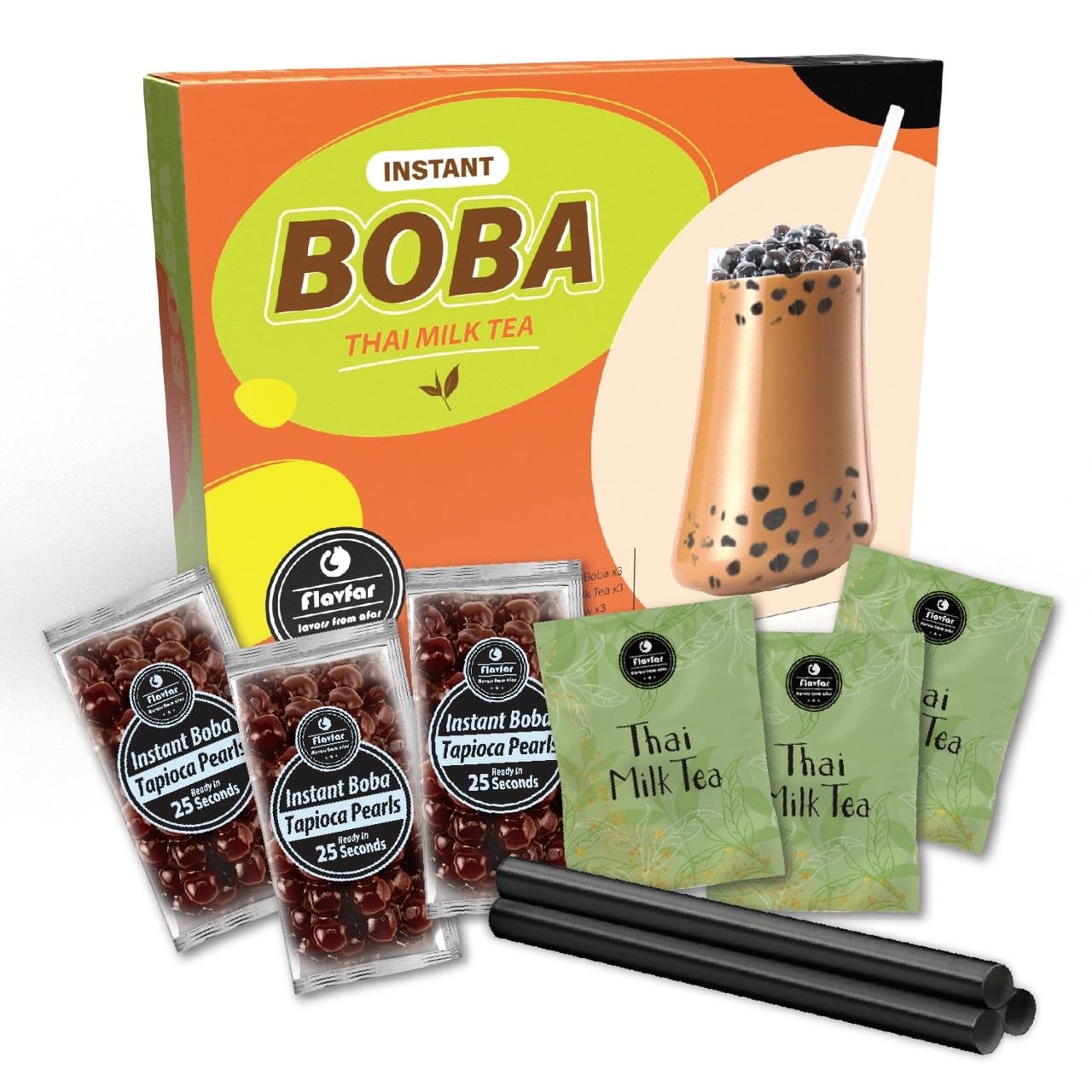 Thai Boba Milk Tea with Instant Boba - 3 Packs & 5 Packs