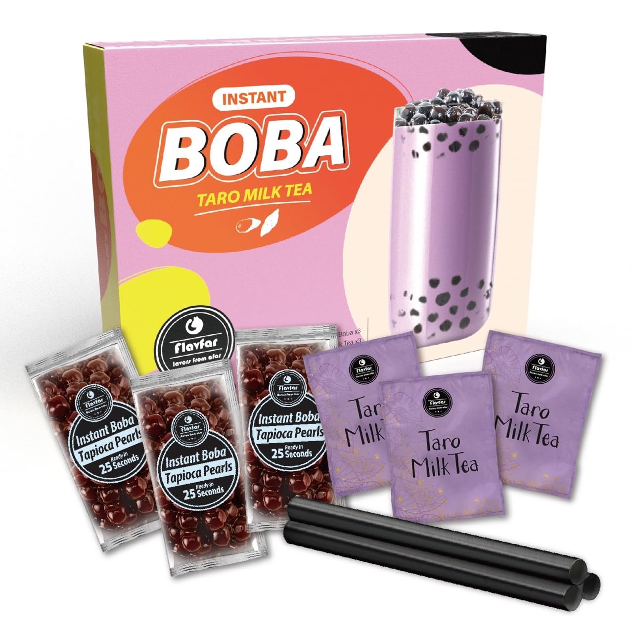 Taro Milk Tea with Instant Boba - 3 Packs & 5 Packs