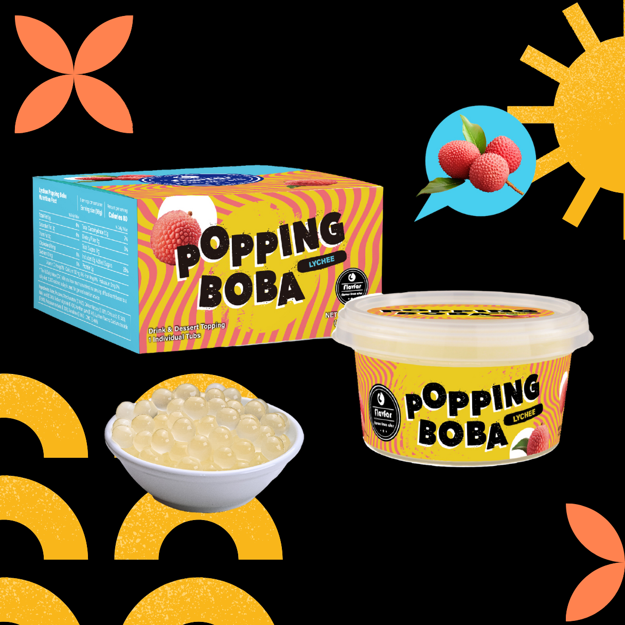 Lychee Popping Boba Pearls - 490g 1 Pack