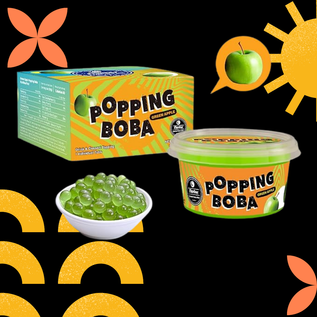 Green Apple Popping Boba Pearls - 490g 1 Pack