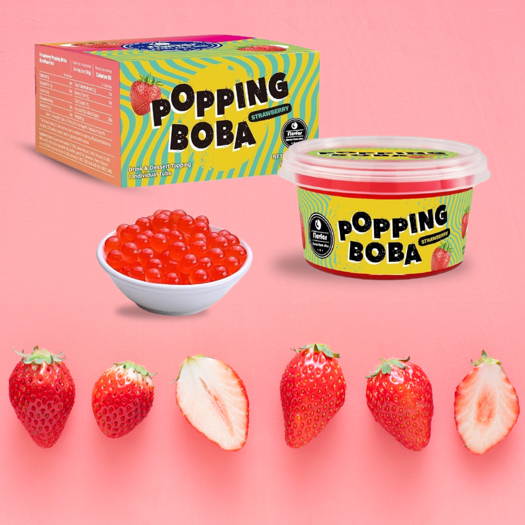 Strawberry Popping Boba Pearls - 490g 1 Pack