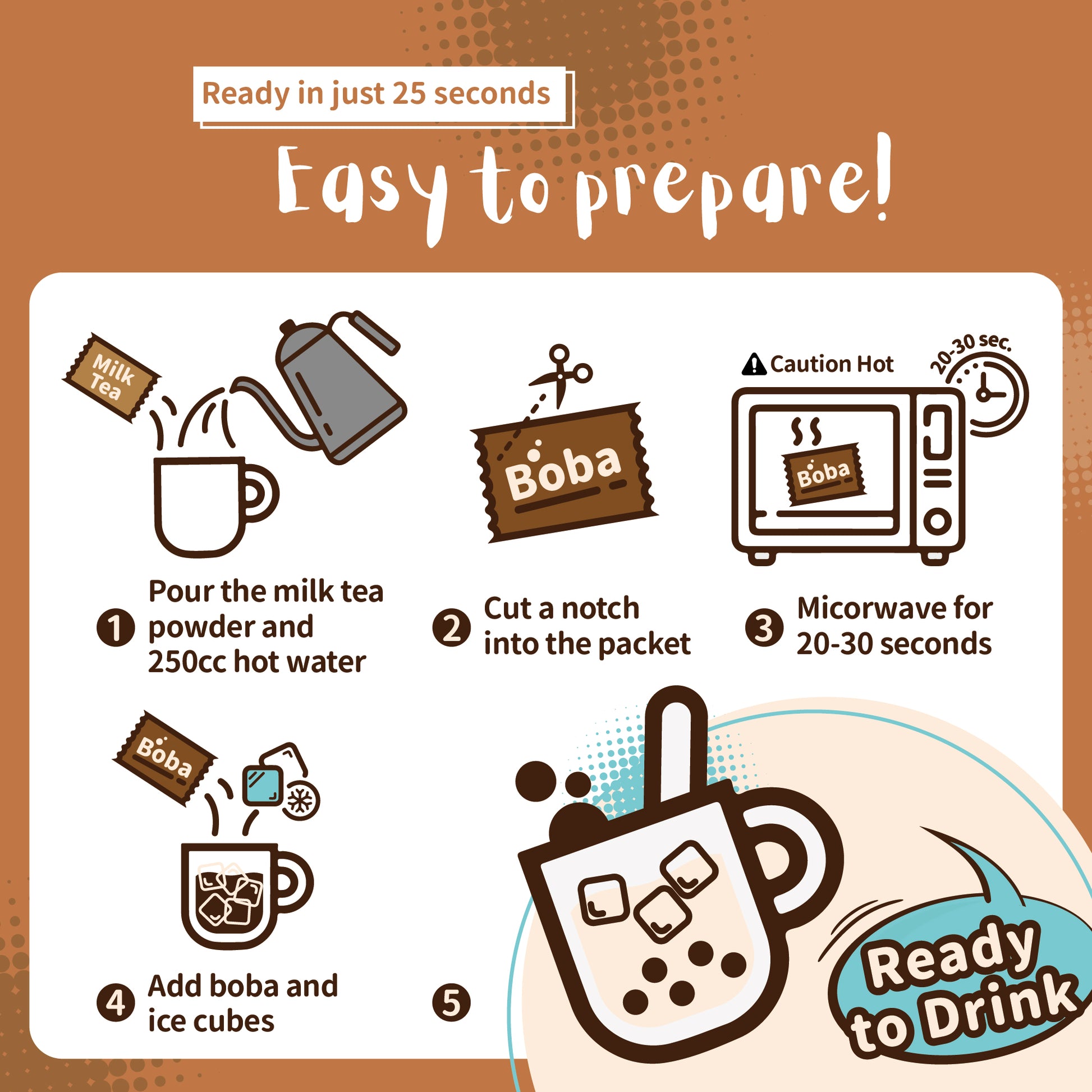 Classic Milk Tea with Instant Boba - 5 Packs