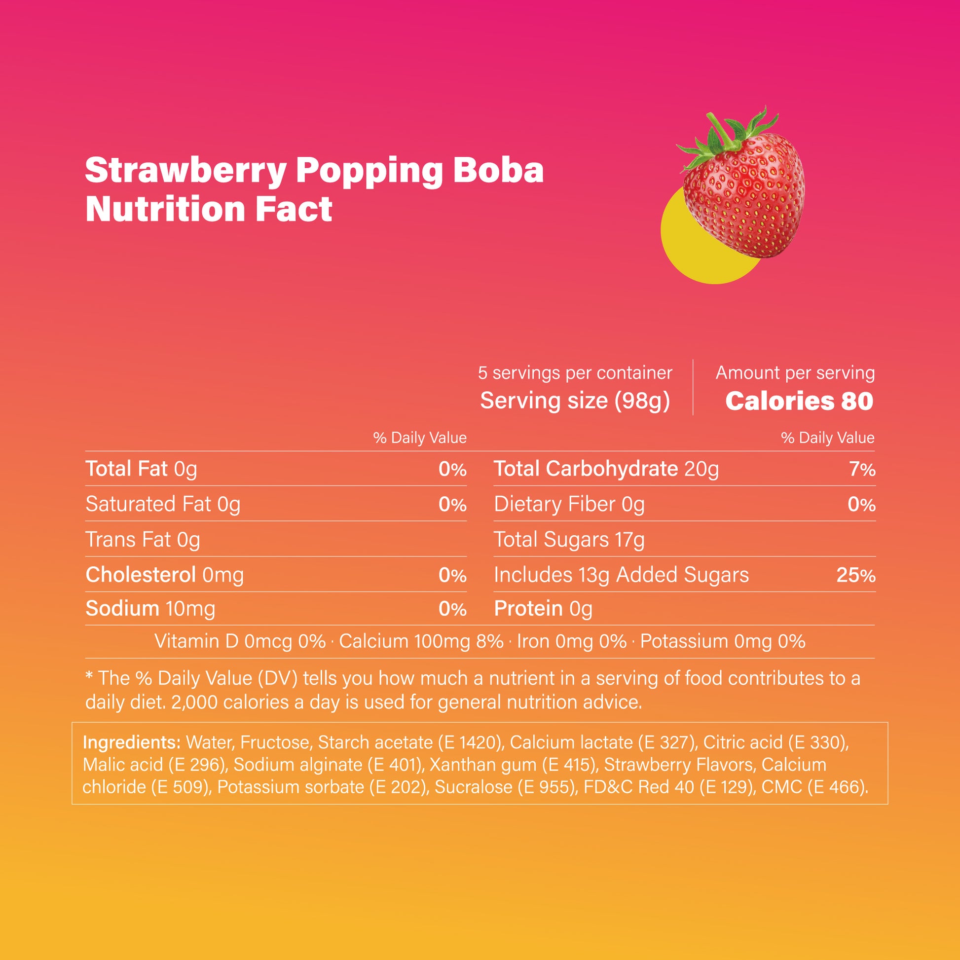 Strawberry Popping Boba Pearls - 490g 1 Pack