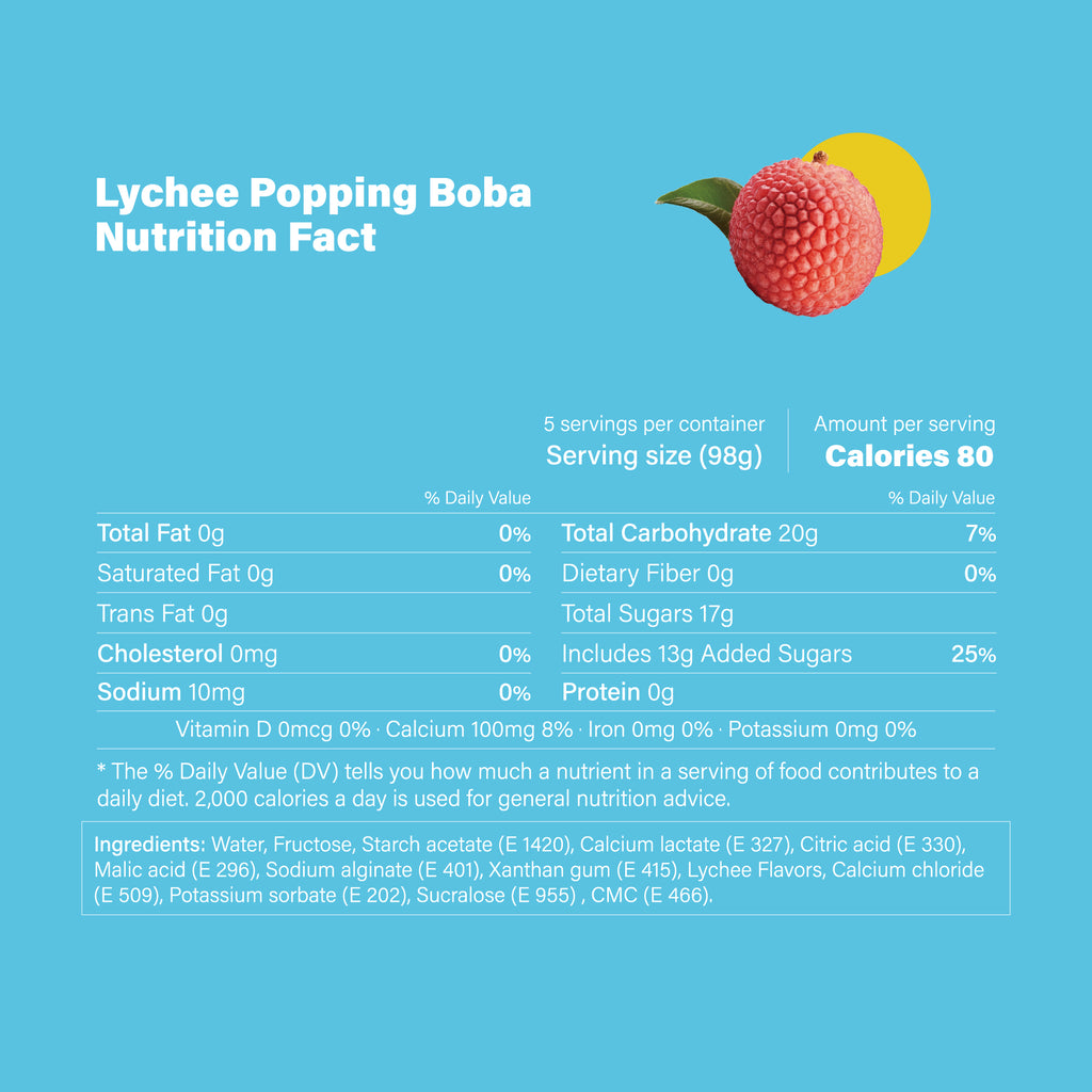 Lychee Popping Boba Pearls - 490g 1 Pack