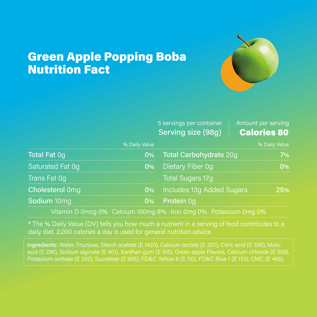 Green Apple Popping Boba Pearls - 490g 1 Pack
