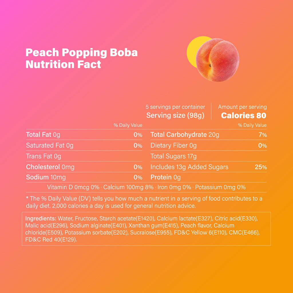 Peach Popping Boba Pearls - 490g 1 Pack