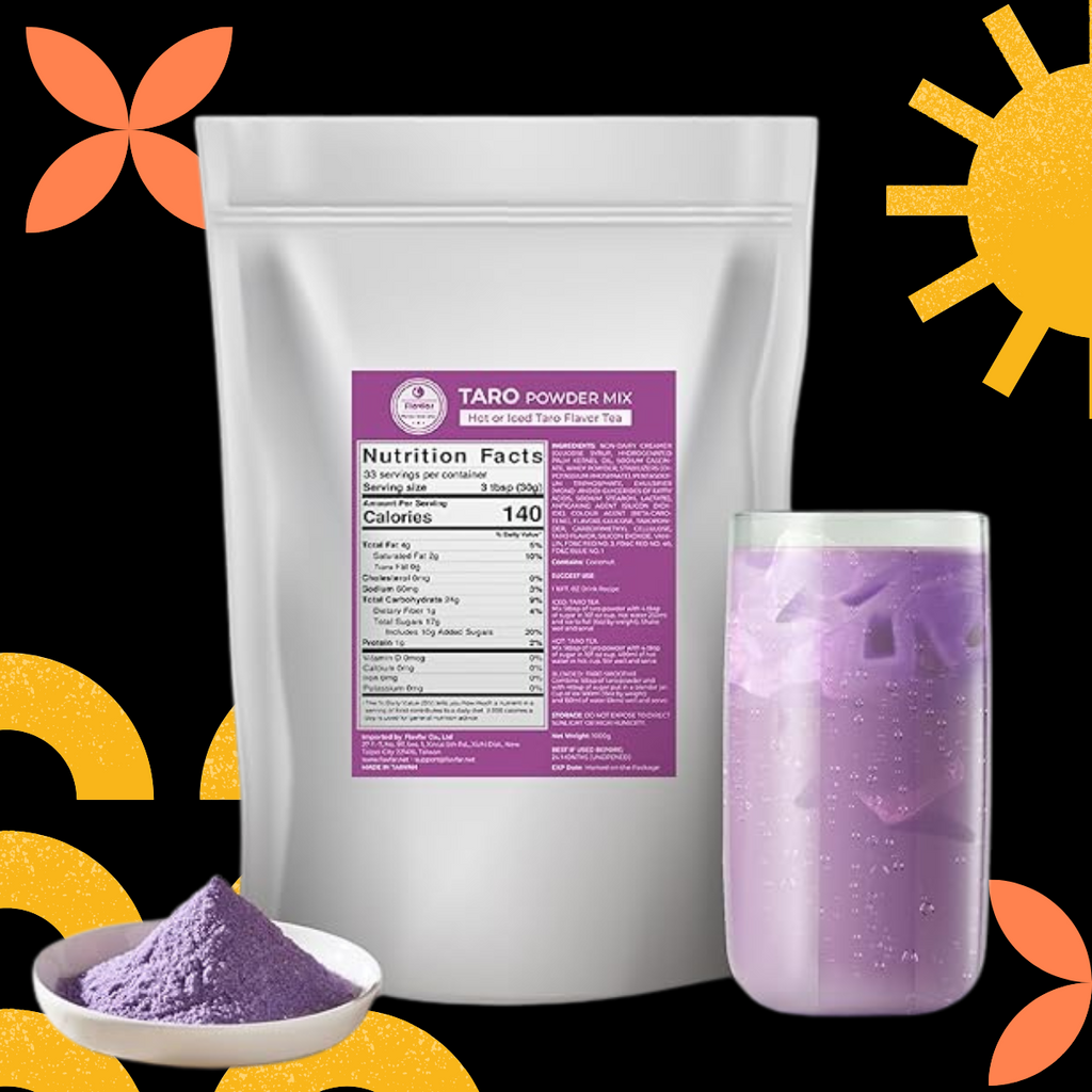 Less Sugar Taro Milk Tea Mix, 2.2 lb – Instant Powdered Drink, Serve Hot or Cold