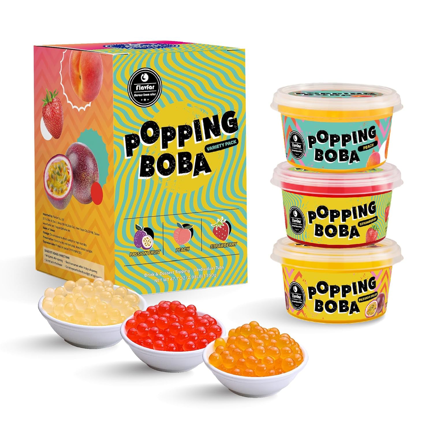 Variety Popping Boba Kit 3  |  Passion Fruit + Strawberry + Peach