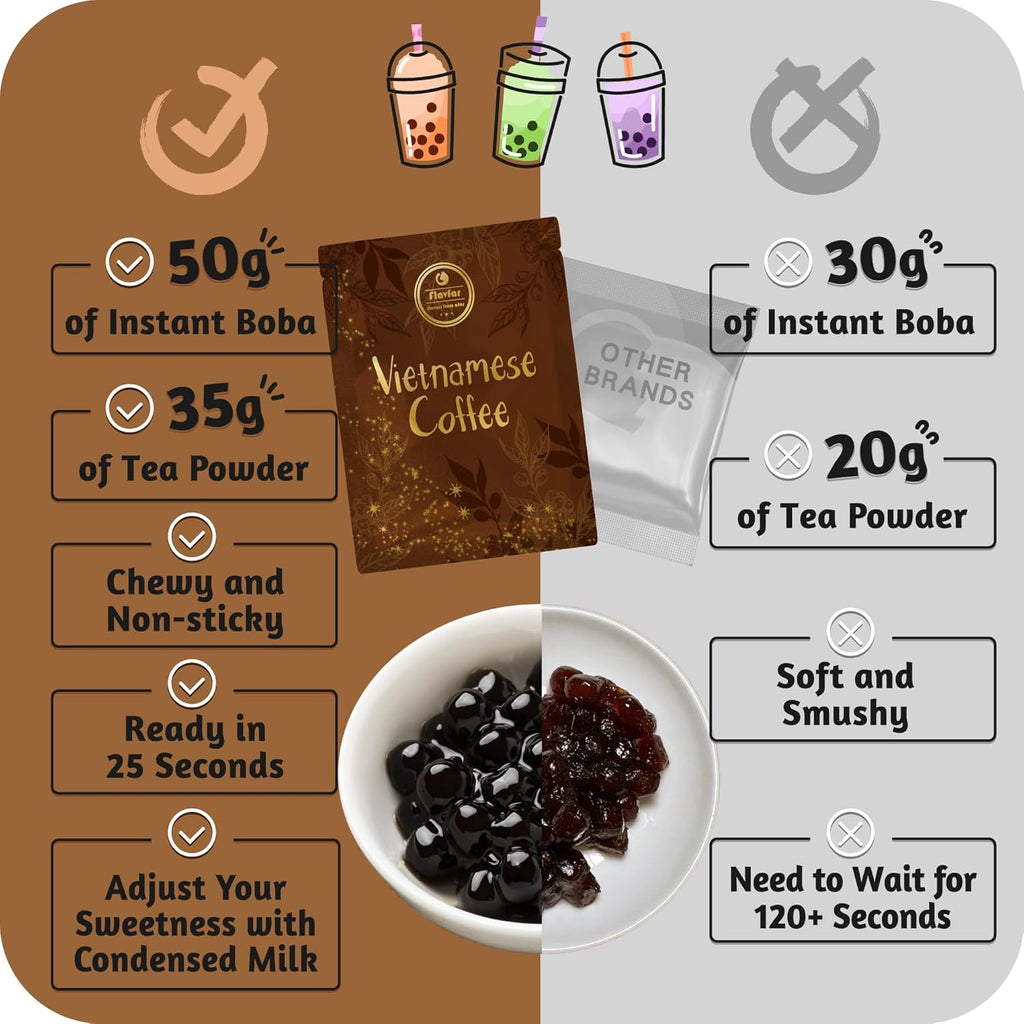 Vietnamese Coffee with Instant Boba - 3 Packs & 5 Packs