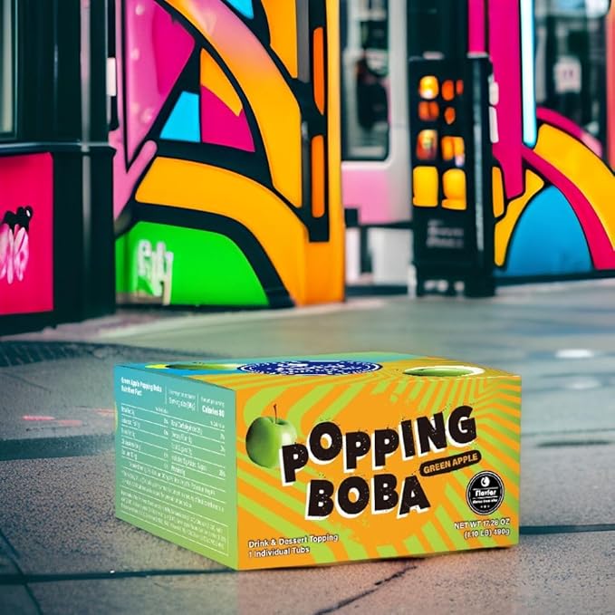 Green Apple Popping Boba Pearls - 490g 1 Pack