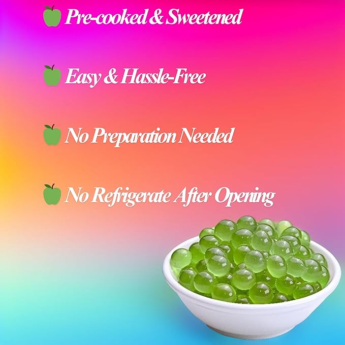 Green Apple Popping Boba Pearls - 490g 1 Pack