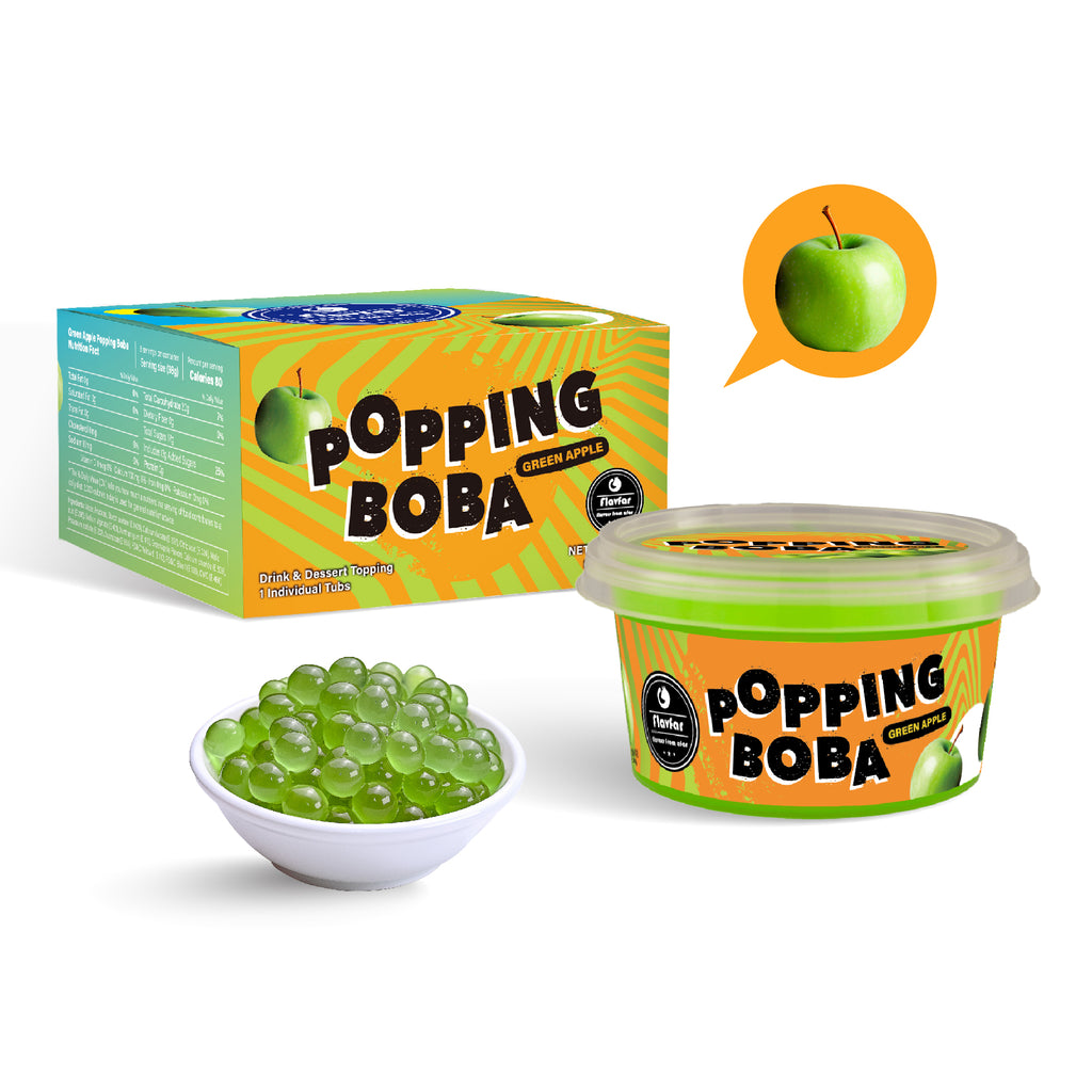 Green Apple Popping Boba Pearls - 490g 1 Pack