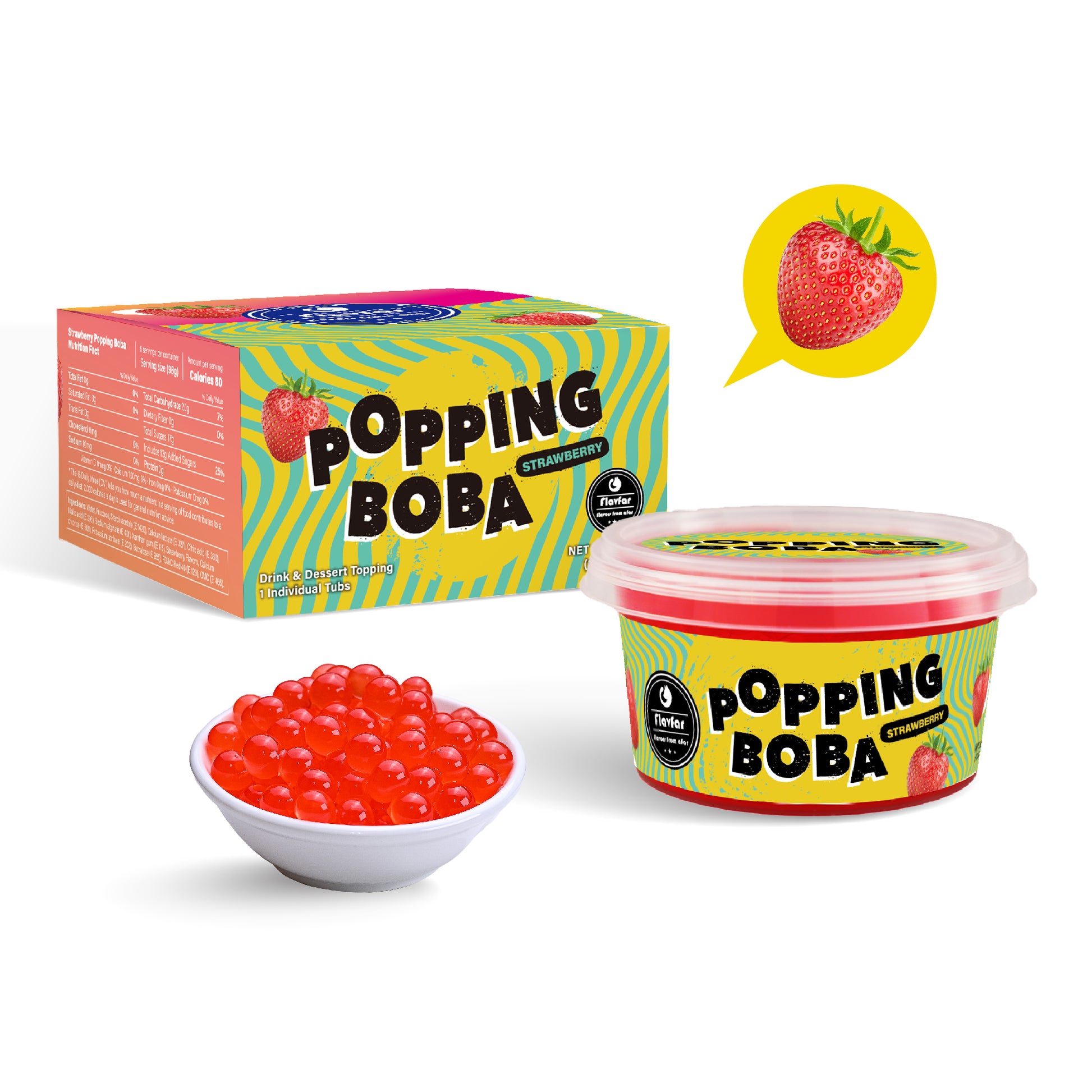 Strawberry Popping Boba Pearls - 490g 1 Pack